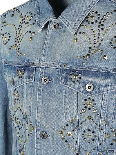 Shop Versace Denim Jacket In Light Blue