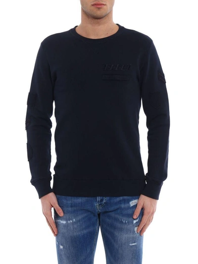Shop Dondup Distressed Sweatshirt In Navy