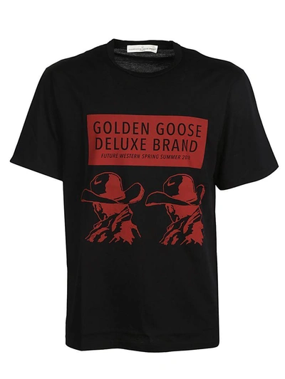 Shop Golden Goose Printed Logo T-shirt In Black-red