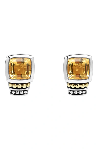 Shop Lagos 'caviar Color' Semiprecious Stone Stud Earrings In Citrine