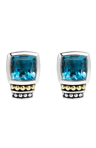 Shop Lagos 'caviar Color' Semiprecious Stone Stud Earrings In London Blue Topaz