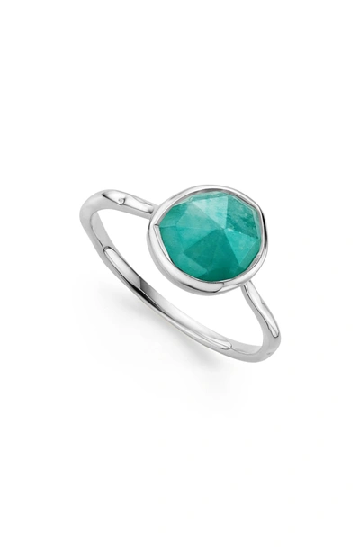 Shop Monica Vinader Siren Semiprecious Stone Stacking Ring In Silver/ Amazonite