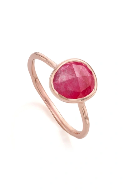 Shop Monica Vinader Siren Semiprecious Stone Stacking Ring In Pink Quartz/ Rose Gold