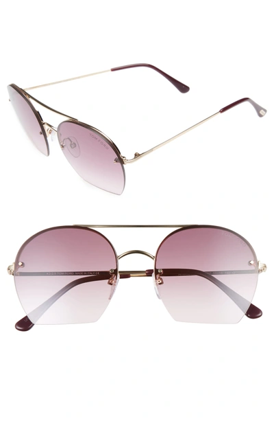 Shop Tom Ford Antonia 55mm Gradient Lens Aviator Sunglasses - Rose Gold/ Plum/ Gradient Pink