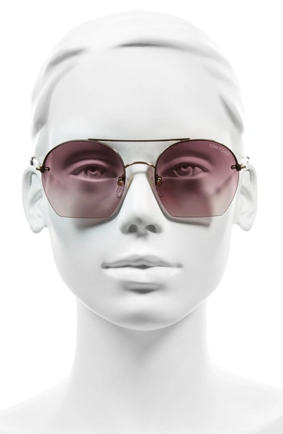 Shop Tom Ford Antonia 55mm Gradient Lens Aviator Sunglasses - Rose Gold/ Plum/ Gradient Pink