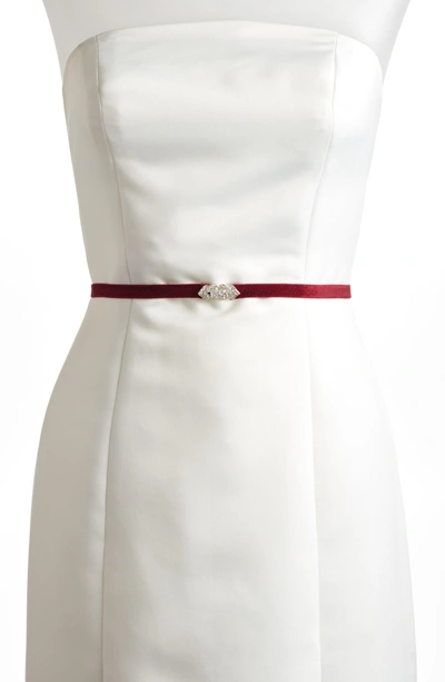 Shop Jenny Yoo Marsey Jeweled Velvet Belt In Hibiscus