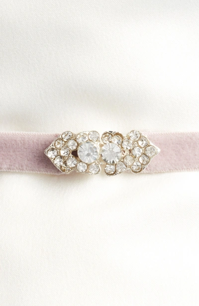Shop Jenny Yoo Marsey Jeweled Velvet Belt In Rose Quartz