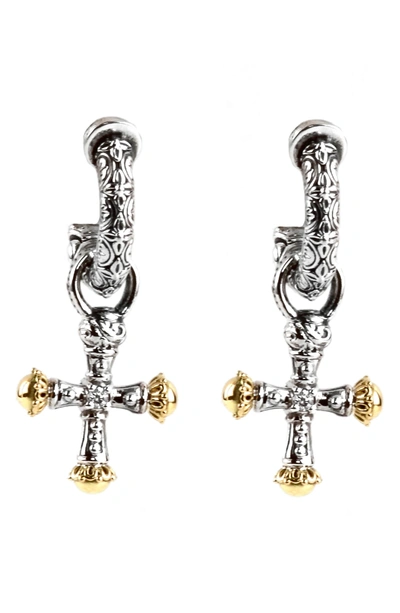 Shop Konstantino Cross Drop Earrings In Silver/ Gold