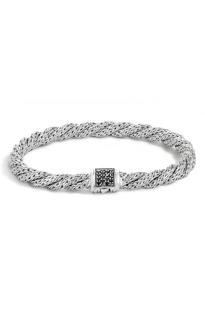 Shop John Hardy 'classic Cable' Twisted Chain Bracelet In Silver/ Black Sapphire