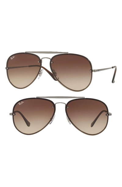 Shop Ray Ban 58mm Aviator Sunglasses - Gunmetal/ Brown