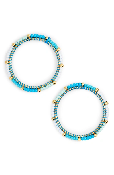 Shop Rebecca Minkoff Beaded Hoop Earrings In Turquoise Multi