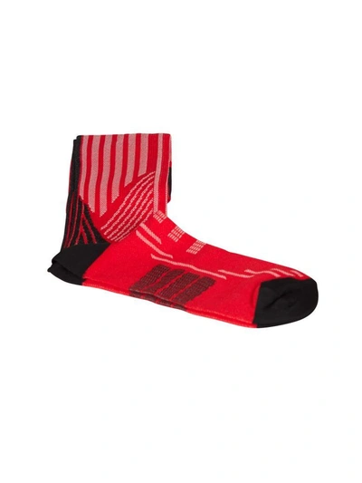 Shop Prada Striped Socks In Rosso Nero