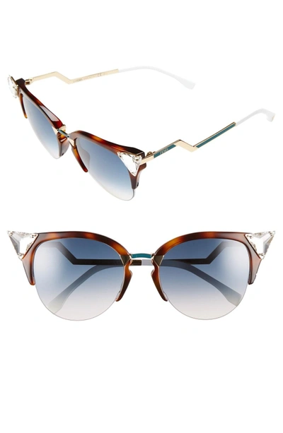 Shop Fendi Crystal 52mm Tipped Cat Eye Sunglasses - Havana Gold Vio/ G5