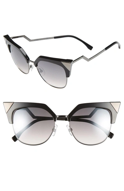 Shop Fendi 54mm Metal Tipped Cat Eye Sunglasses - Black/ Dark Ruthenium
