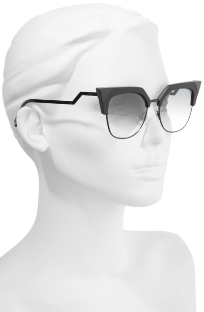 Shop Fendi 54mm Metal Tipped Cat Eye Sunglasses - Black/ Dark Ruthenium