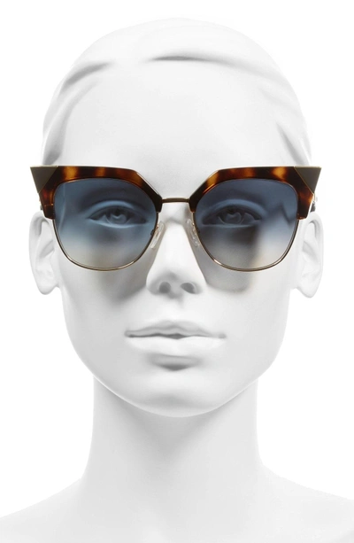 Shop Fendi 54mm Metal Tipped Cat Eye Sunglasses - Havana/ Gold