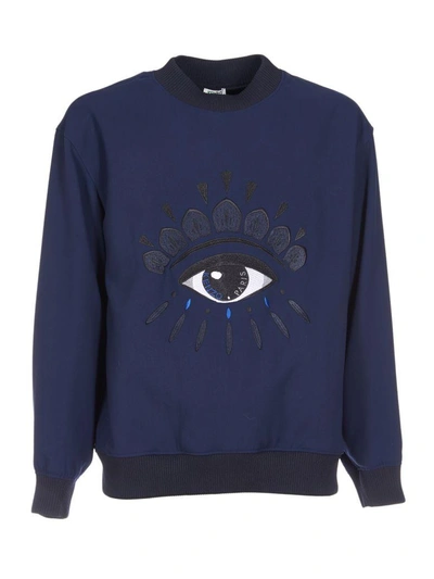 Shop Kenzo Embroidered Eye Sweatshirt In Blu Marine