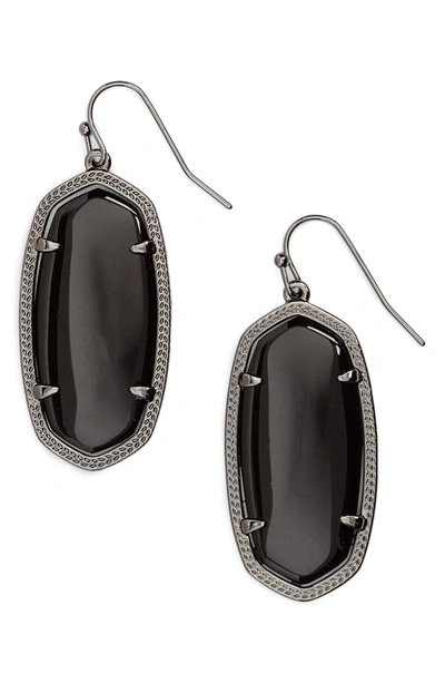 Shop Kendra Scott Elle Filigree Drop Earrings In Gunmetal/ Black Opaque Glass