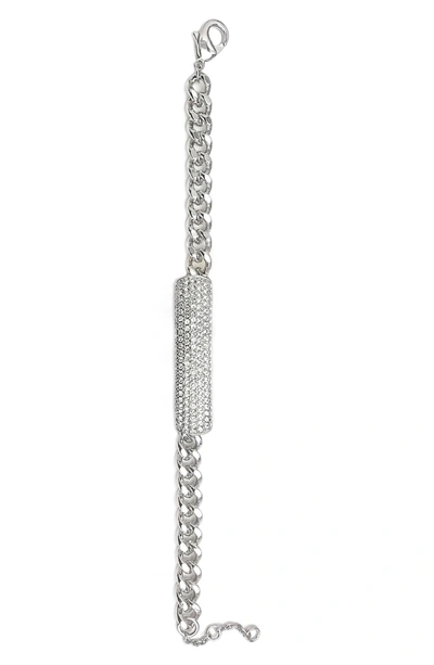 Shop Nina Pave Id Bracelet In Silver/ White