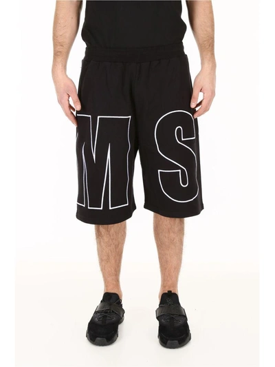 Shop Msgm Macro Logo Bermuda Shorts In Basic