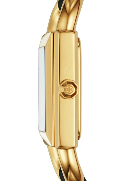 Shop Tory Burch Phipps Leather Strap Watch, 29mm X 41mm In Black/ Gold