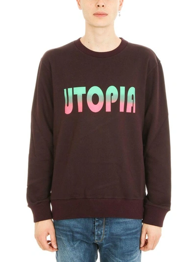 Shop Lanvin Printed Utopia Sweatshirt In Bordeaux