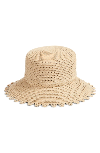 Shop Eric Javits Ibiza Squishee Bucket Hat - Brown In Flax