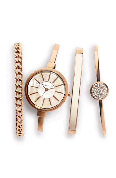 Shop Anne Klein Round Watch & Bangle Set, 32mm In Rose Gold/ Ivory