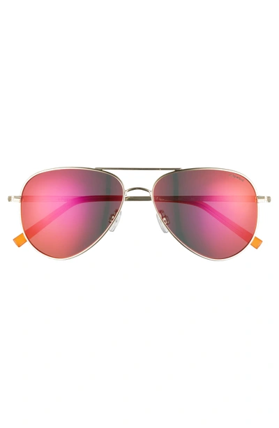 Shop Polaroid 56mm Polarized Aviator Sunglasses - Gold/ Red Mirror