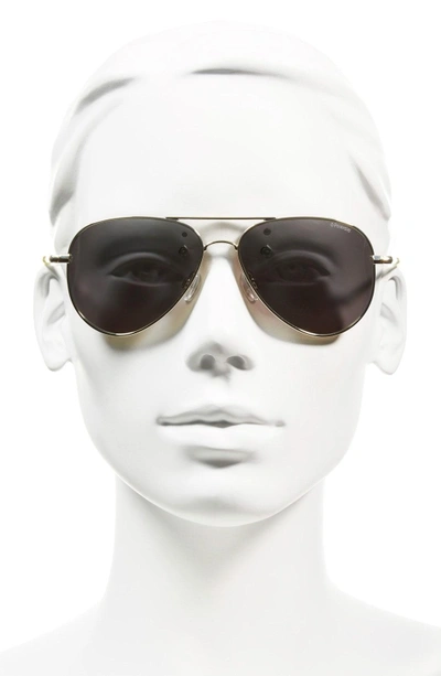 Shop Polaroid 56mm Polarized Aviator Sunglasses - Gold/ Silver Mirror/ Polarized