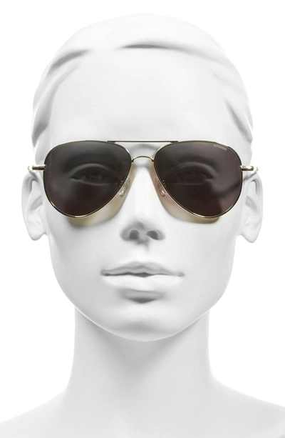 Shop Polaroid 56mm Polarized Aviator Sunglasses - Gold/ Silver Mirror/ Polarized
