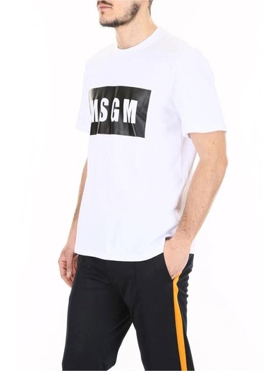 Shop Msgm Logo Print T-shirt In Bianco - Logo Nerobianco