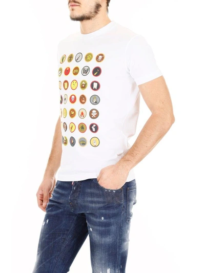 Shop Dsquared2 Patch Print T-shirt In Biancobianco