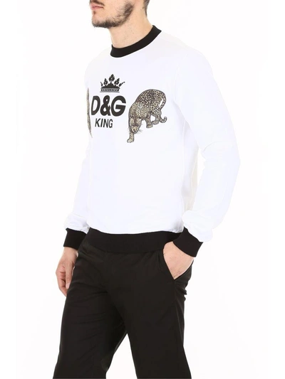 Shop Dolce & Gabbana Sweatshirt With Patches In Dg King F.do Biancobianco