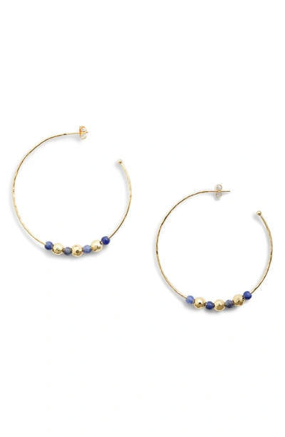 Shop Gorjana Gypset Hoop Earrings In Sodalite/ Gold
