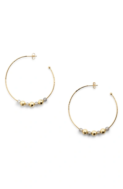 Shop Gorjana Gypset Hoop Earrings In Labradorite/ Gold