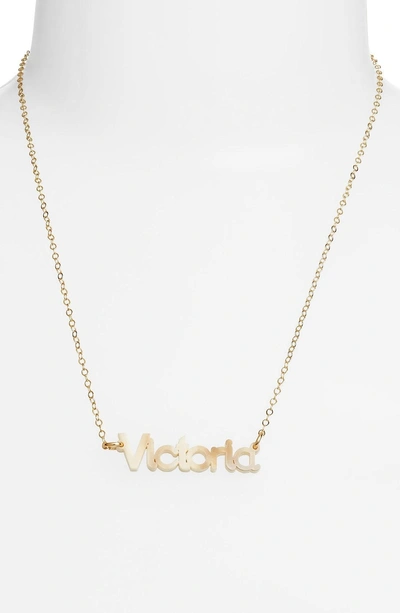 Shop Moon And Lola 'zebra Block Font' Personalized Nameplate Pendant Necklace In Blonde Tortoise/ Gold
