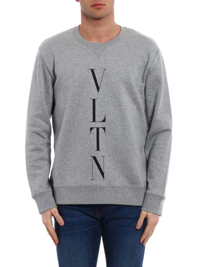 Shop Valentino Branded Sweater In Grey Mel-black