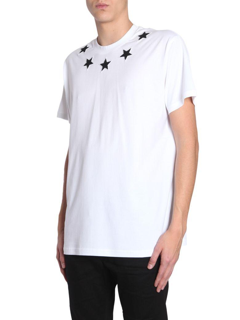 Givenchy Short-sleeve Stars-collar Cotton T-shirt In 100 White | ModeSens