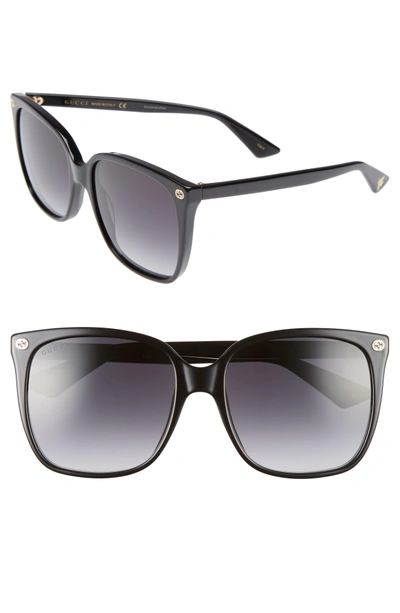 Shop Gucci 57mm Gradient Square Sunglasses In Black/ Grey