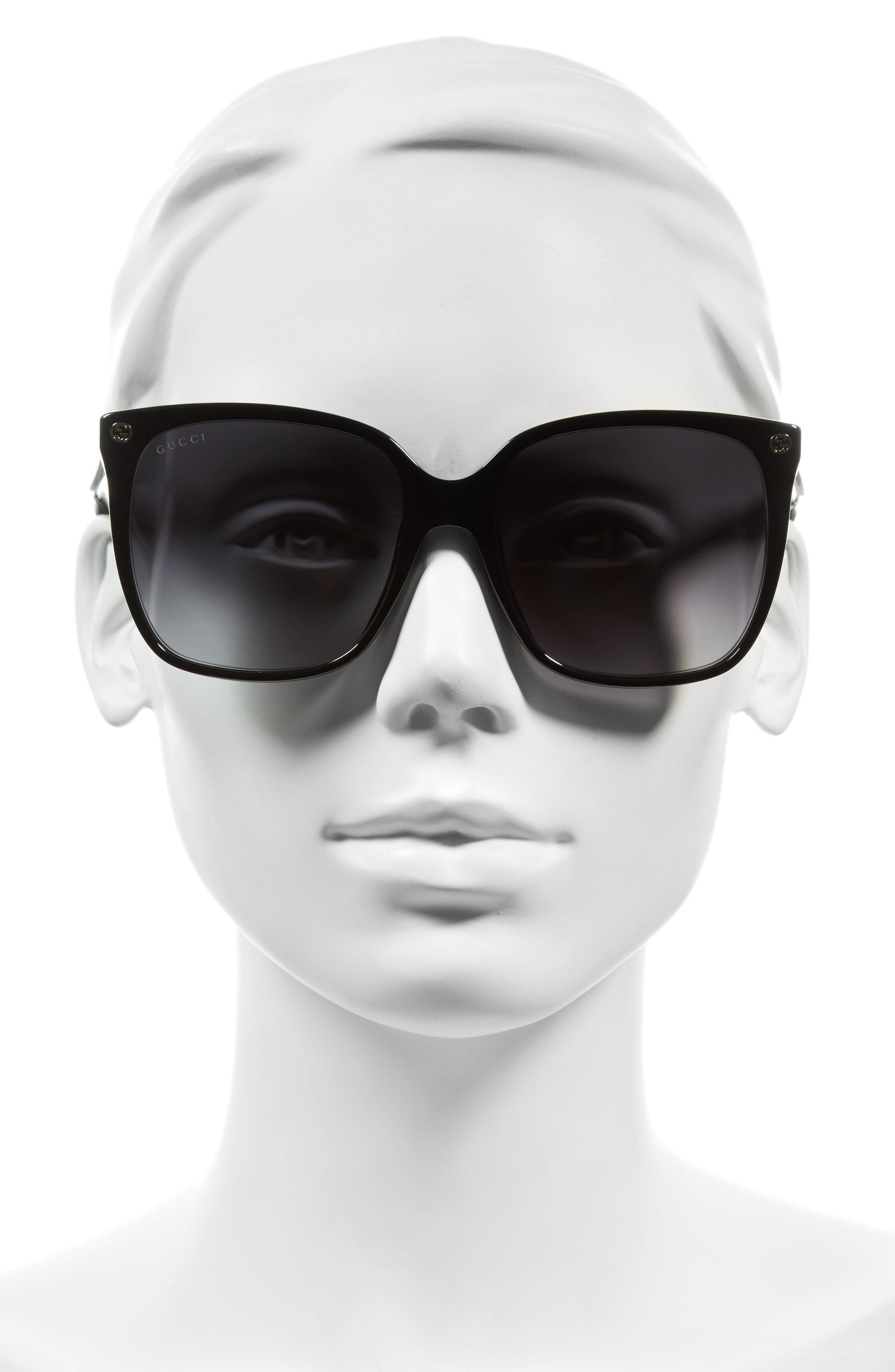 gucci 57mm square sunglasses black