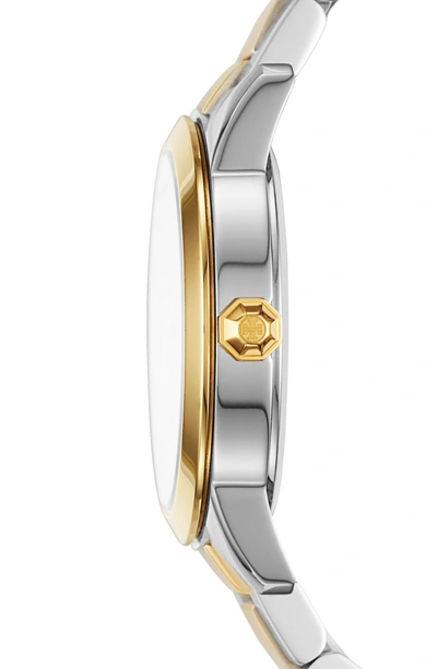 Shop Tory Burch Collins Two-tone Bracelet Watch, 32mm In Silver/ Ivory/ Gold