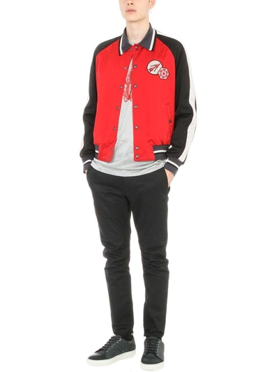 Shop Lanvin Red Satin Bomber