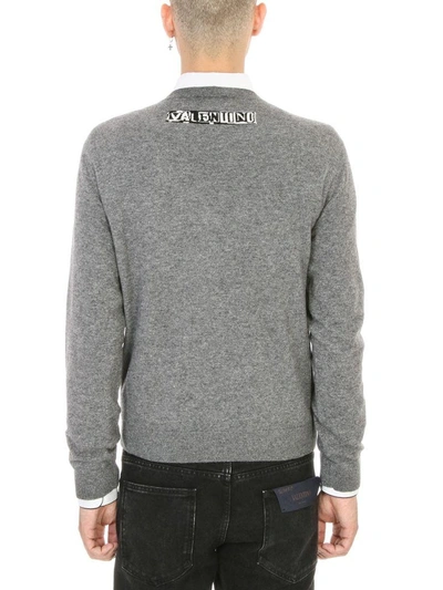 Shop Valentino Logo Grey Wool Sweatshirt