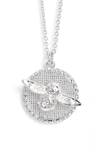 Shop Olivia Burton Bee Pendant Necklace In Silver