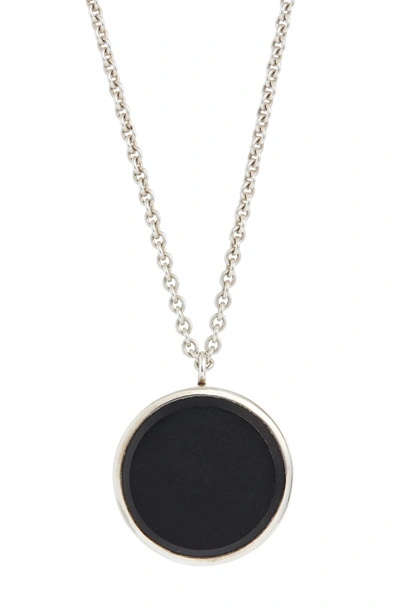 Shop Tom Wood Black Onyx Medallion Necklace In Silver