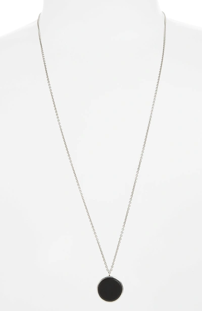 Shop Tom Wood Black Onyx Medallion Necklace In Silver