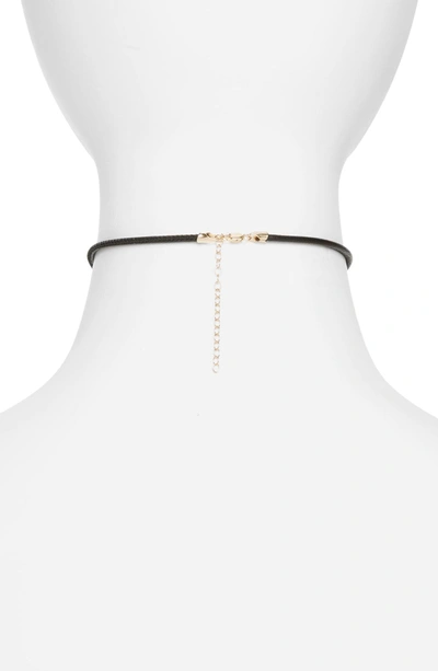 Shop Mizuki Leather & Pearl Choker In Yellow Gold/ White Pearl