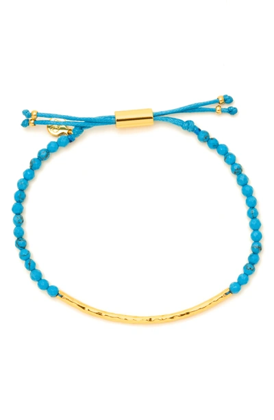 Shop Gorjana Power Gemstone Beaded Bracelet In Turquoise / Gold