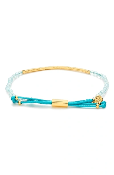 Shop Gorjana Power Gemstone Beaded Bracelet In Aquamarine/ Gold